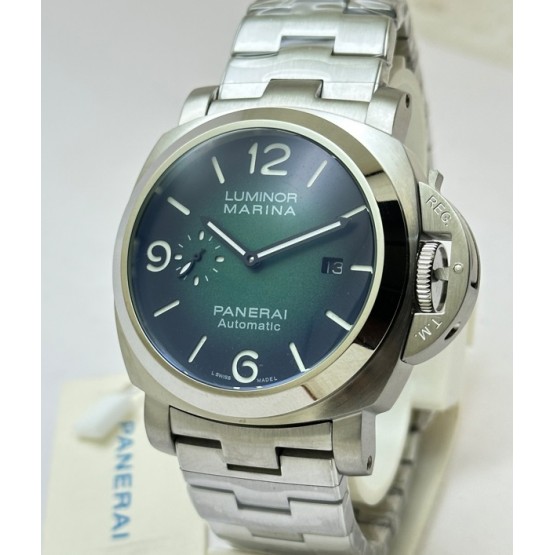 Panerai Marina Smokey Green Steel Bracelet Swiss ETA Automatic Watch