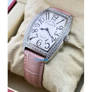 Franck Muller Cintrée Curvex Pink Strap Ladies Watch