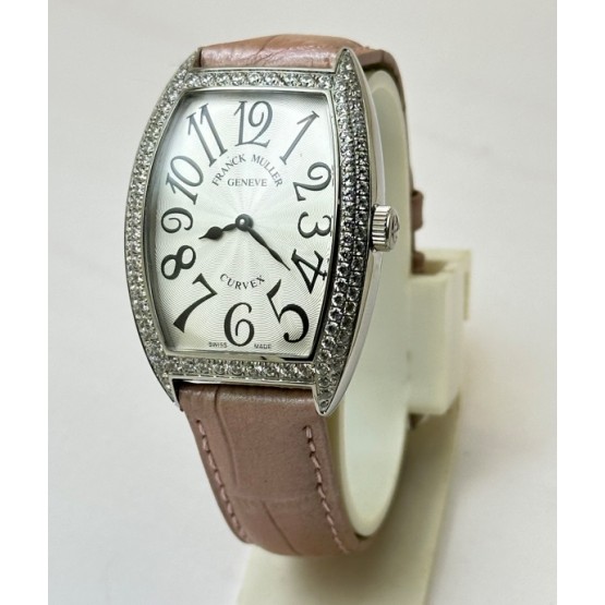 Franck Muller Cintrée Curvex Pink Strap Ladies Watch