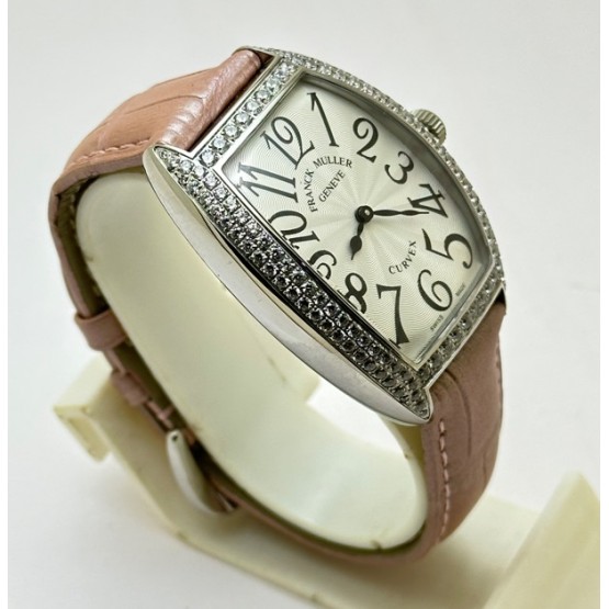 Franck Muller Cintrée Curvex Pink Strap Ladies Watch