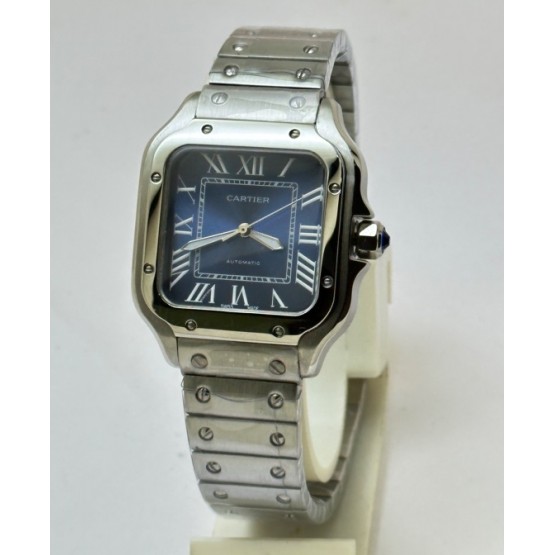 Cartier Santos 100 Steel Blue Swiss Automatic Ladies Watch