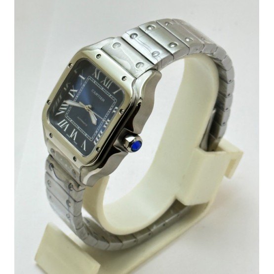 Cartier Santos 100 Steel Blue Swiss Automatic Ladies Watch