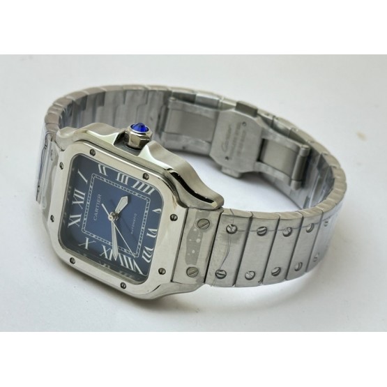 Cartier Santos 100 Steel Blue Swiss Automatic Ladies Watch