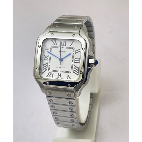 Cartier Santos 100 Steel White Swiss Automatic Ladies Watch