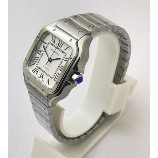 Cartier Santos 100 Steel White Swiss Automatic Ladies Watch