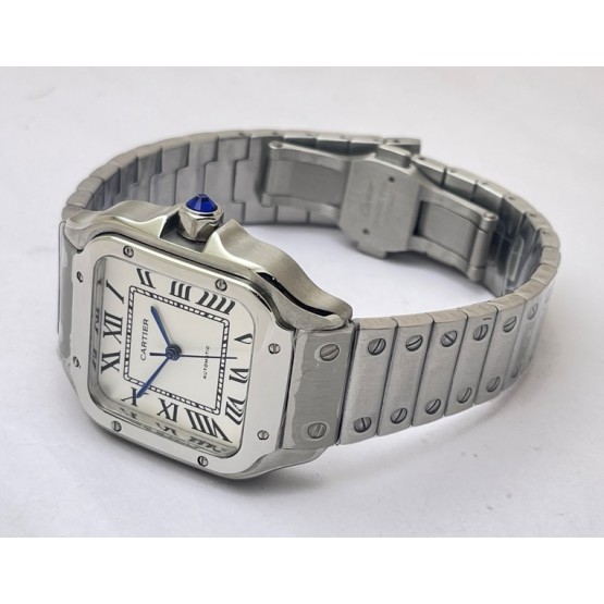 Cartier Santos 100 Steel White Swiss Automatic Ladies Watch