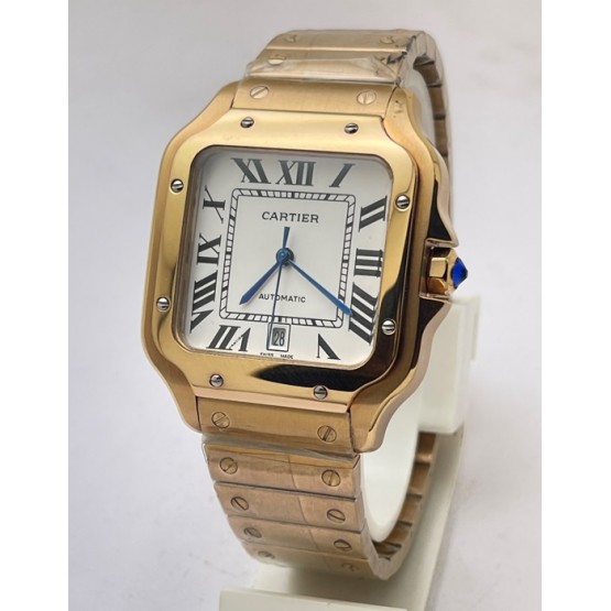 Cartier Santos 100 White Rose Gold Swiss Automatic Watch