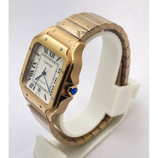 Cartier Santos 100 White Rose Gold Swiss Automatic Watch