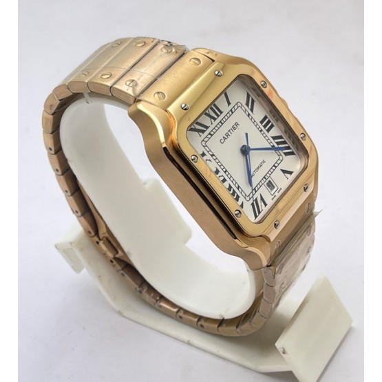 Cartier Santos 100 White Rose Gold Swiss Automatic Watch