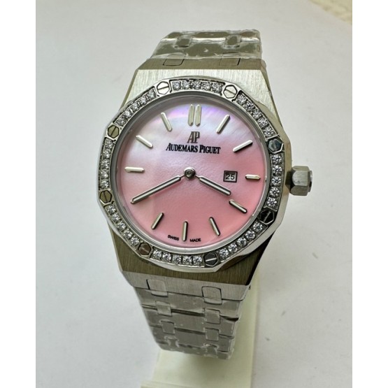 Audemars Piguet Royal Oak Diamond Pink Mother of Pearl Ladies Watch