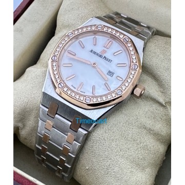 Audemars Piguet Royal Oak Diamond White Mother Of Pearl Dual Tone Ladies Watch