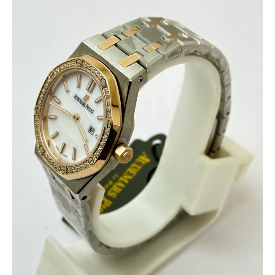 Audemars Piguet Royal Oak Diamond White Mother Of Pearl Dual Tone Ladies Watch