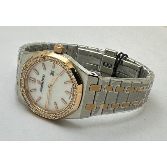 Audemars Piguet Royal Oak Diamond White Mother Of Pearl Dual Tone Ladies Watch