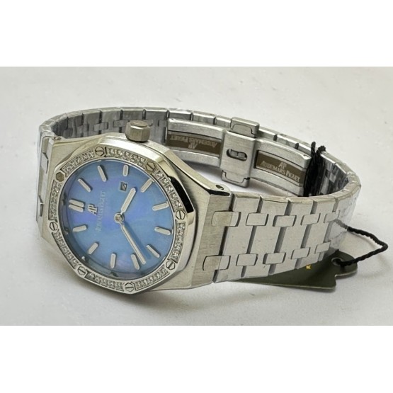 Audemars Piguet Royal Oak Diamond Sky Blue Mother of Pearl Ladies Watch