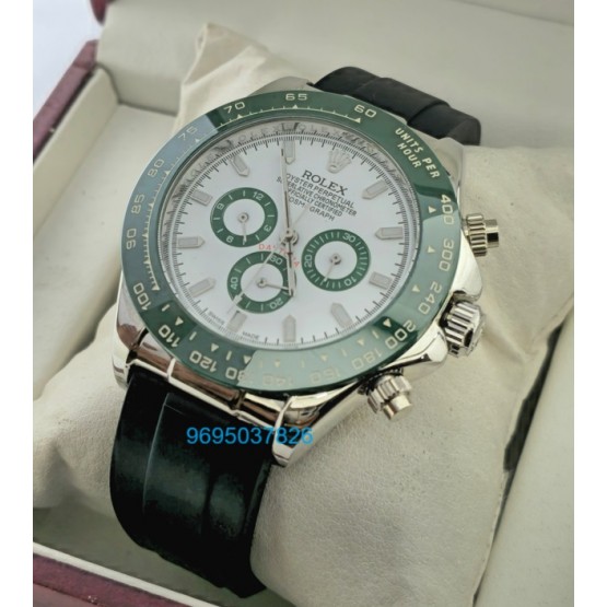 Rolex Daytona Green Bezel Black Rubber Strap Swiss Automatic Watch