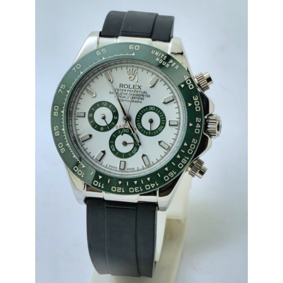 Rolex Daytona Green Bezel Black Rubber Strap Swiss Automatic Watch