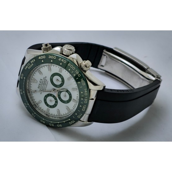 Rolex Daytona Green Bezel Black Rubber Strap Swiss Automatic Watch