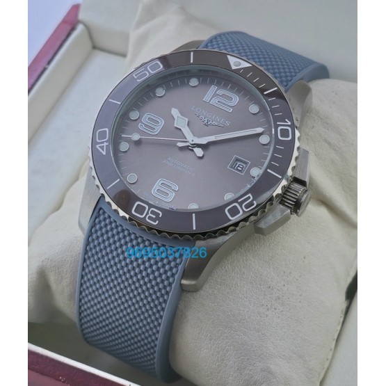 Longines Hydroconquest Grey Rubber Strap Swiss Automatic Watch