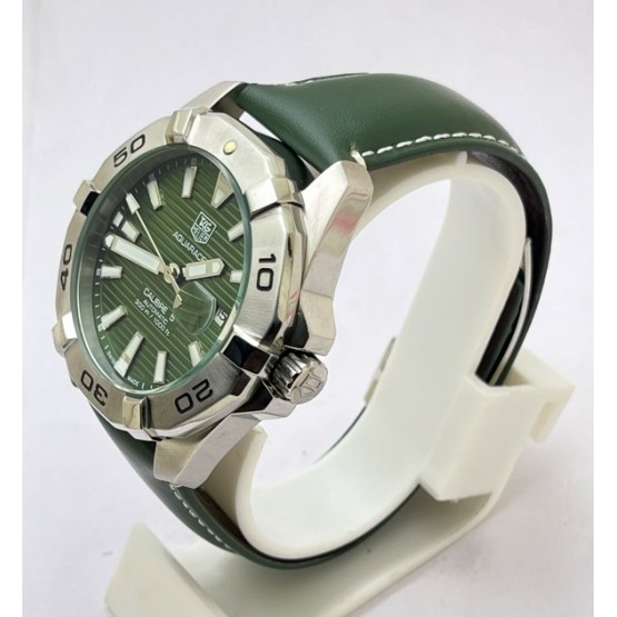 Tag Heuer Aquaracer Calibre 5 Green Leather Strap Swiss Automatic Watch