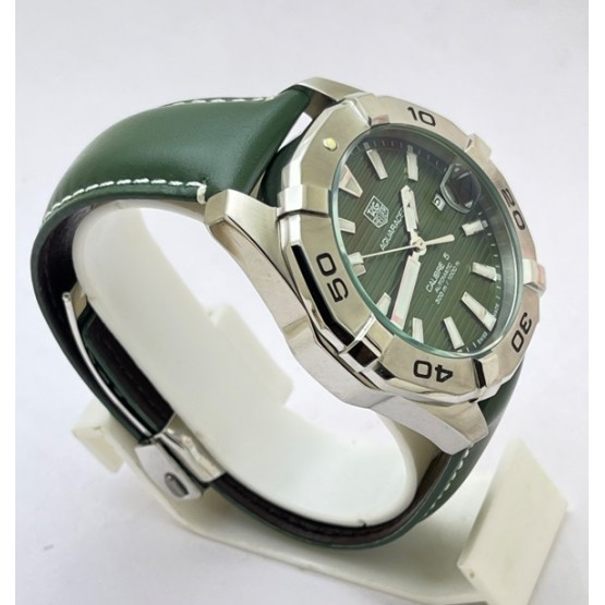 Tag Heuer Aquaracer Calibre 5 Green Leather Strap Swiss Automatic Watch