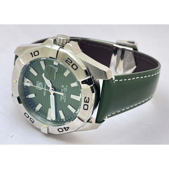 Tag Heuer Aquaracer Calibre 5 Green Leather Strap Swiss Automatic Watch