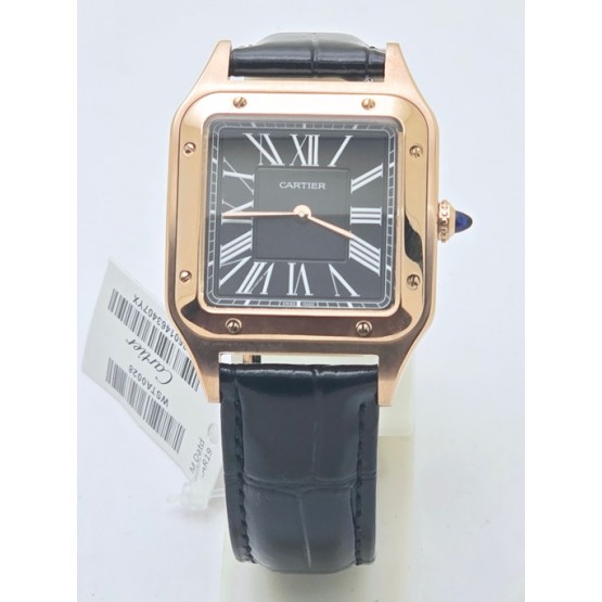 Cartier Santos Dumont Black Small Leather Strap Watch