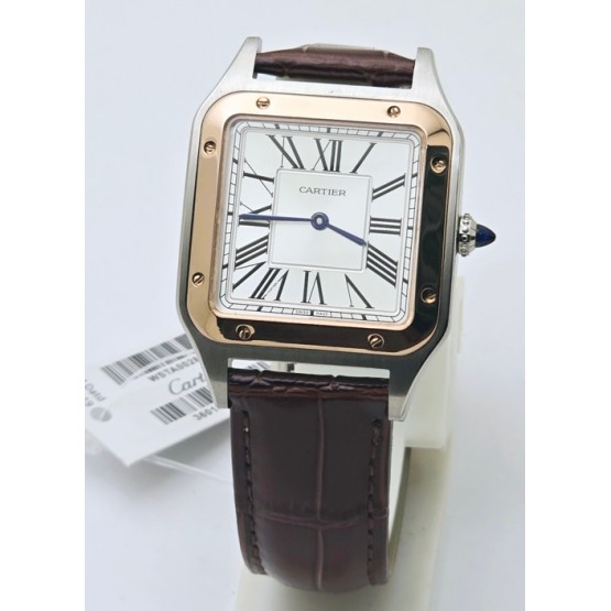 Cartier Santos Dumont White Small Leather Strap Watch