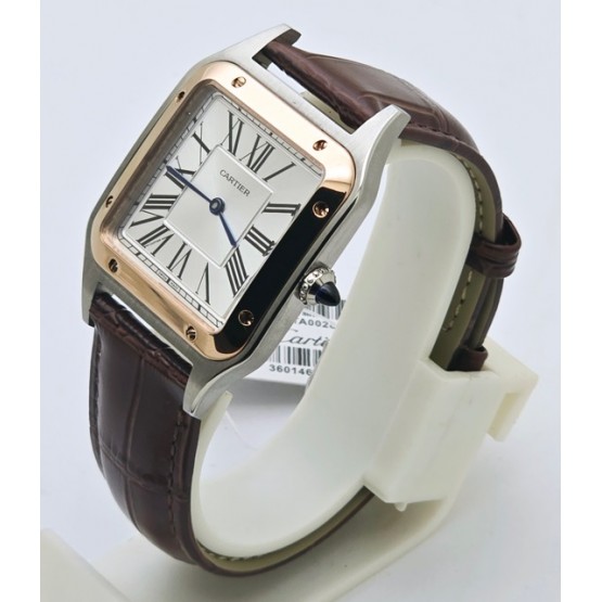 Cartier Santos Dumont White Small Leather Strap Watch