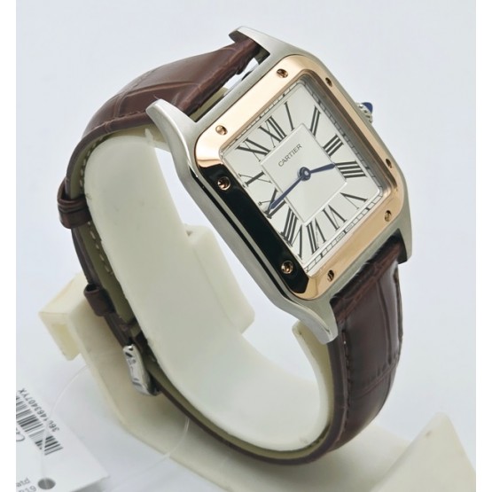 Cartier Santos Dumont White Small Leather Strap Watch