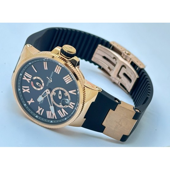 Ulysse Nardin Maxi Marine Rose Gold Black Rubber Strap Swiss Automatic Watch