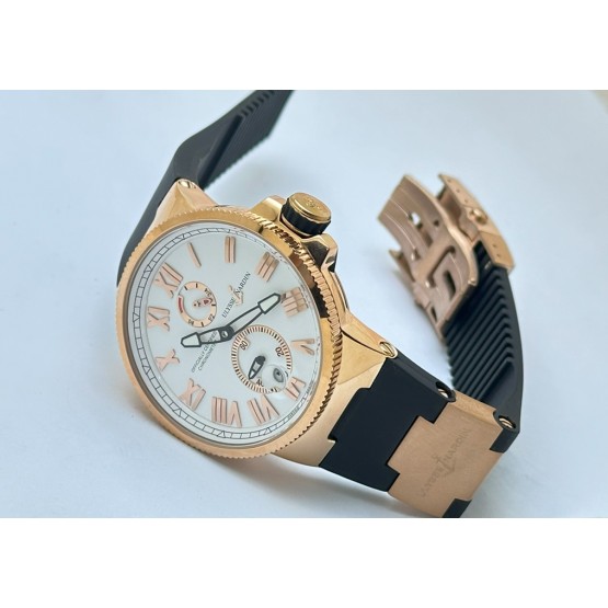 Ulysse Nardin Maxi Marine Rose Gold White Rubber Strap Swiss Automatic Watch