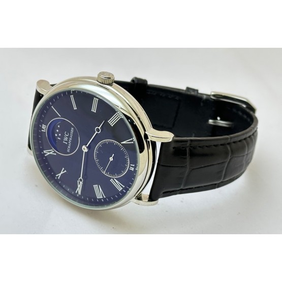 I W C Schaffhausen Portofino Sun Moon Phase Black Steel Swiss Automatic Watch