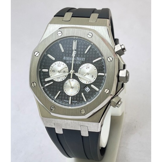 Audemars Piguet Chronometer Steel Black Rubber Strap Watch