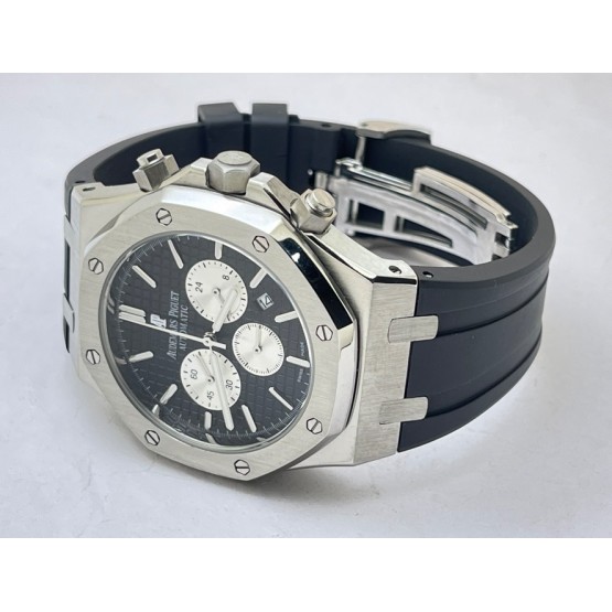 Audemars Piguet Chronometer Steel Black Rubber Strap Watch