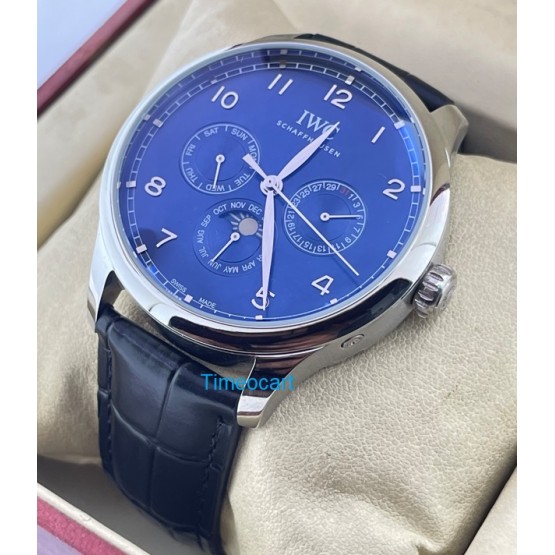 I W C Portugieser Perpetual Calendar Blue Swiss Automatic Watch