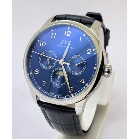 I W C Portugieser Perpetual Calendar Blue Swiss Automatic Watch