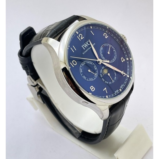 I W C Portugieser Perpetual Calendar Blue Swiss Automatic Watch