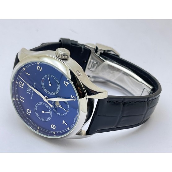 I W C Portugieser Perpetual Calendar Blue Swiss Automatic Watch