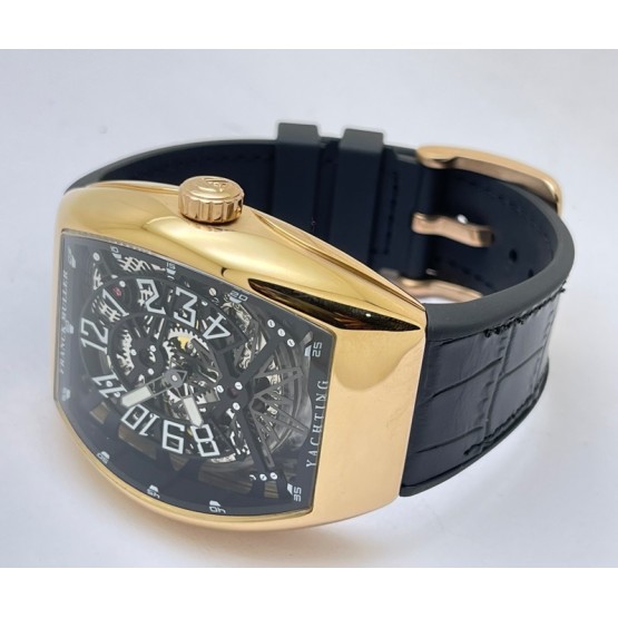 Franck Muller Yachting Anchor Rose Gold Black Strap Swiss Automatic Watch