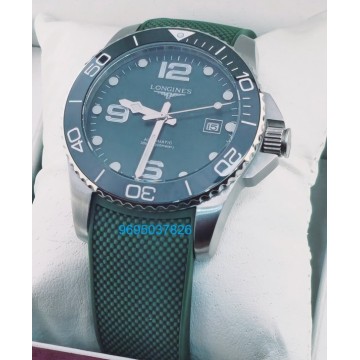 Longines Hydroconquest Green Rubber Strap Swiss Automatic Watch