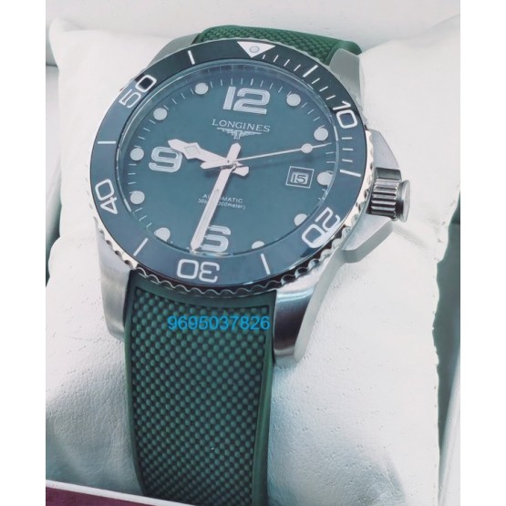 Longines Hydroconquest Green Rubber Strap Swiss Automatic Watch