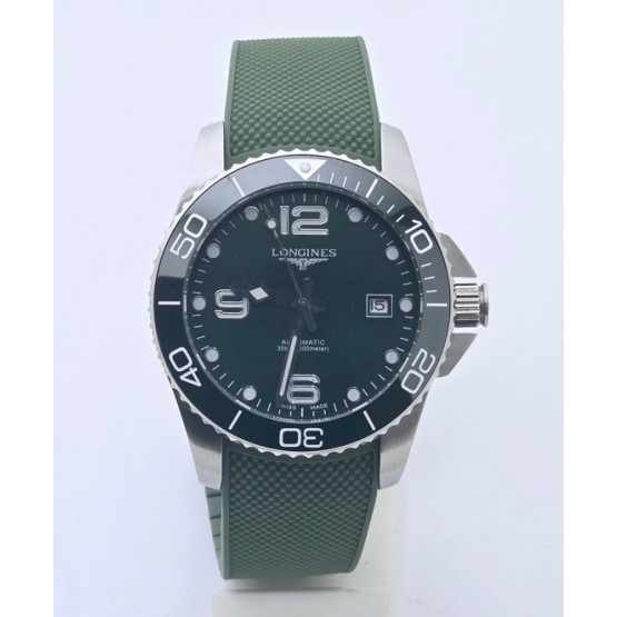 Longines Hydroconquest Green Rubber Strap Swiss Automatic Watch