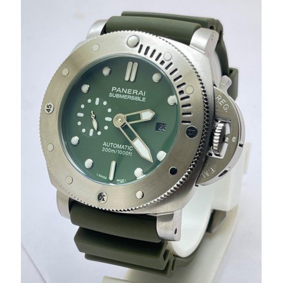 Panerai Submersible Green Rubber Strap Swiss Automatic Watch