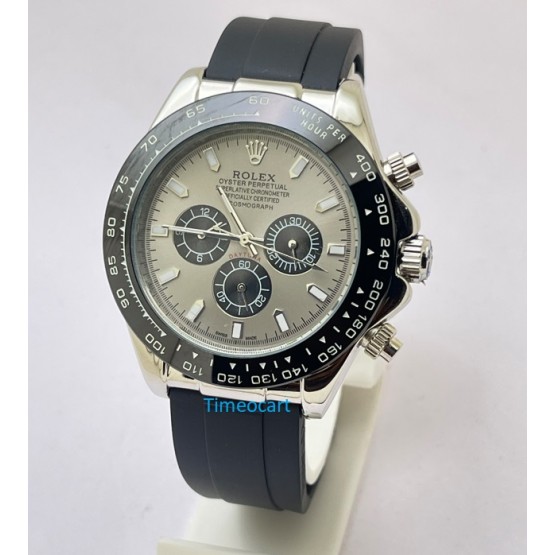 Rolex Daytona Grey Dial Black Rubber Strap Swiss Automatic Watch