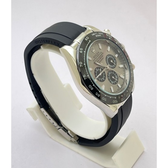 Rolex Daytona Grey Dial Black Rubber Strap Swiss Automatic Watch