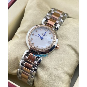 Longines Prima Luna Mother Of Pearl Dial Diamond Bezel Dual Tone Ladies Watch