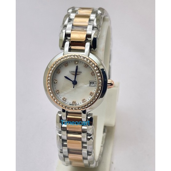 Longines Prima Luna Mother Of Pearl Dial Diamond Bezel Dual Tone Ladies Watch