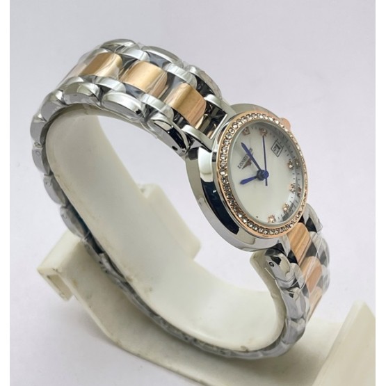 Longines Prima Luna Mother Of Pearl Dial Diamond Bezel Dual Tone Ladies Watch