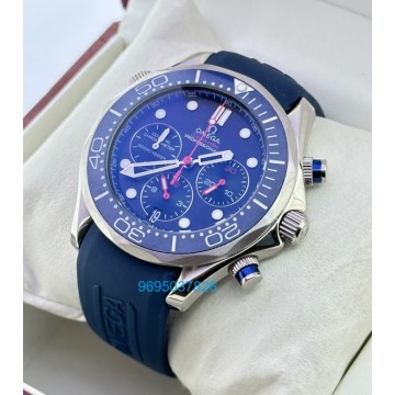 Omega Seamaster Diver 34th America Cup Chronograph Blue Rubber Strap Watch