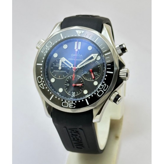 Omega Seamaster Diver 34th America Cup Chronograph Black Rubber Strap Watch